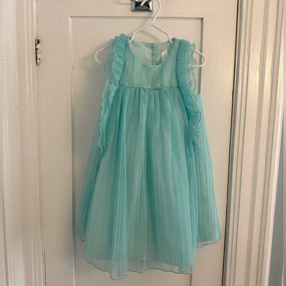 Aqua light blue Sleeveless Ruffle Dress